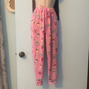 PJ Couture Graphic Pink pajama pants coffee theme small